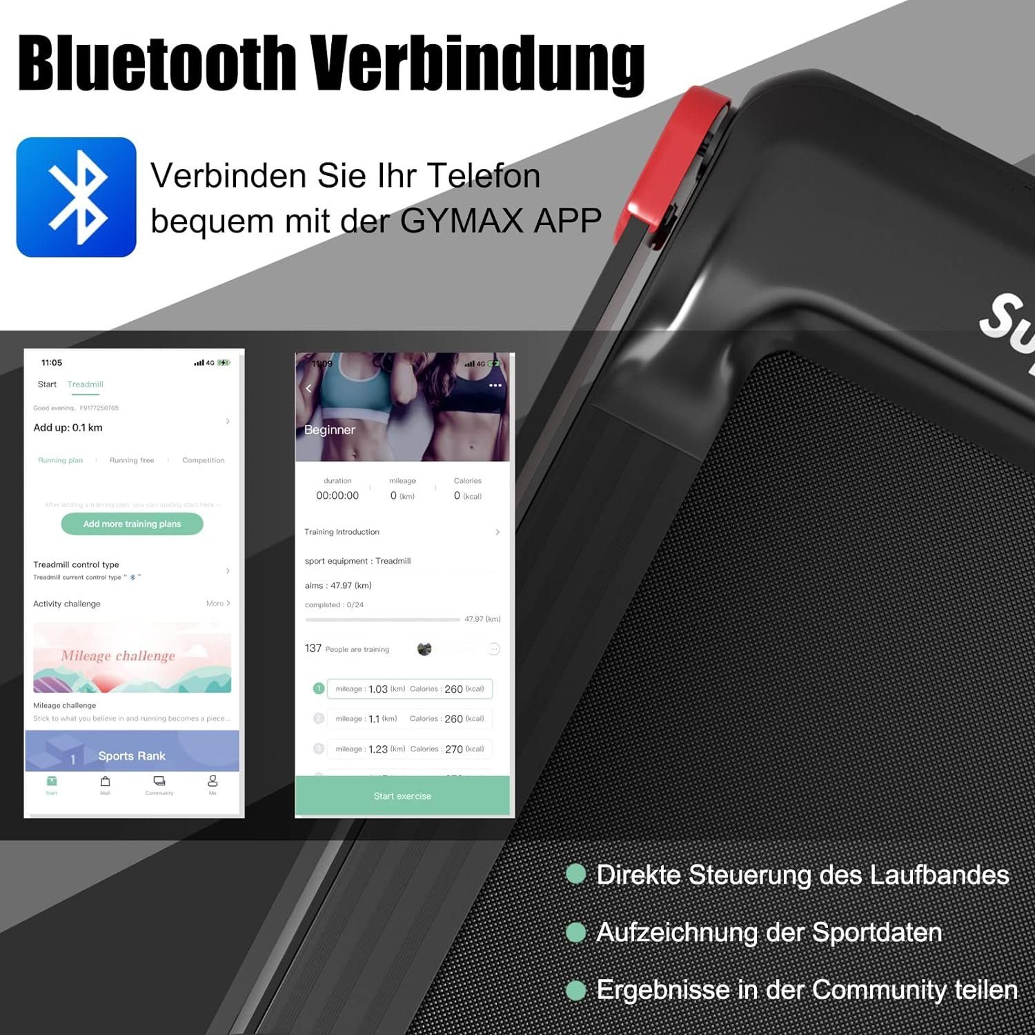 COSTWAY Laufband (Laufband Zuhause,0,75 HP Elektromotor,3 Modi & 12 Programme 0-12 km/h), Laufband Zuhause mit LED Display, 5-lagige Nutzung