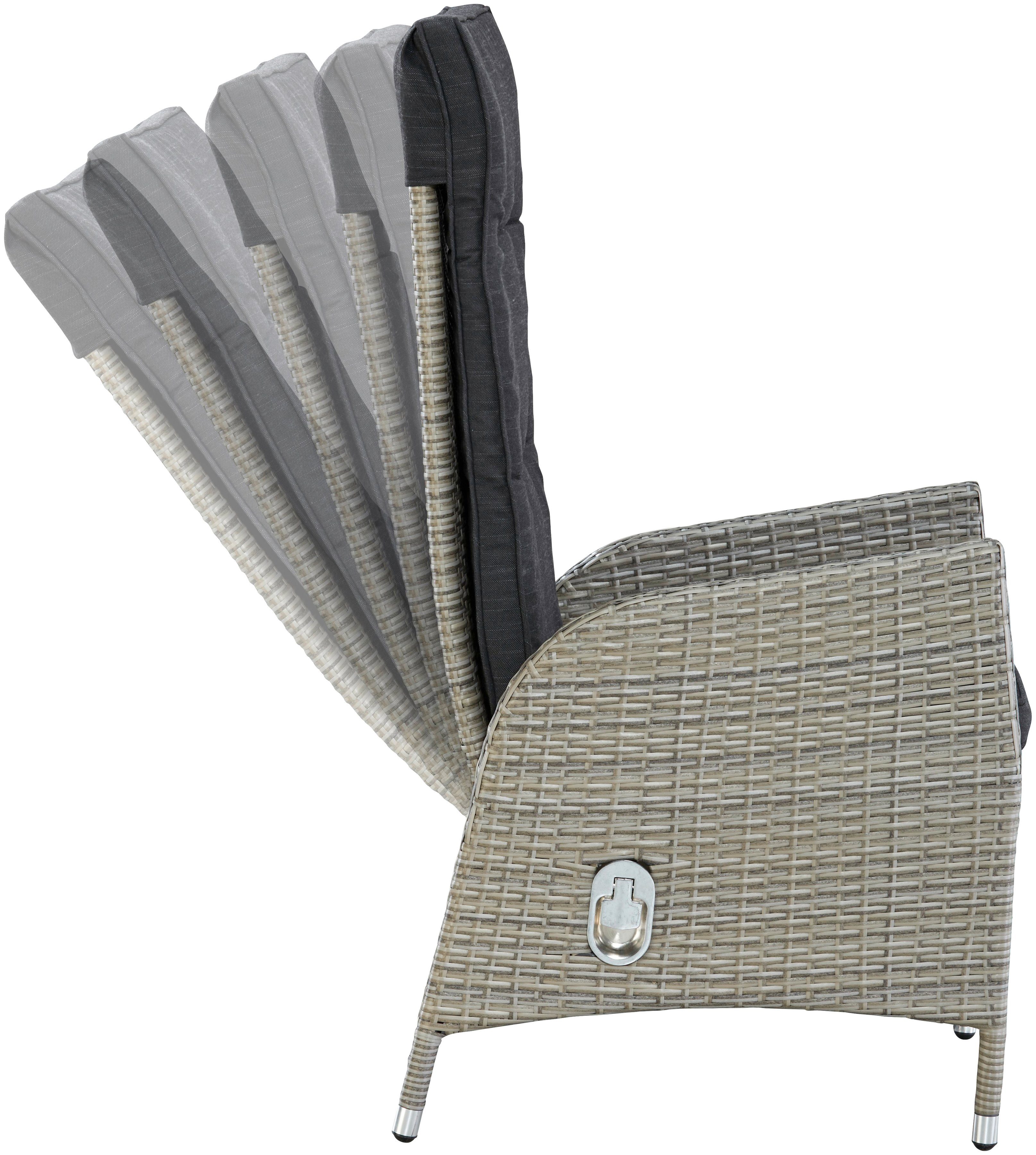 KONIFERA Garten-Essgruppe Alva, (Set, 13-tlg., Alu, Polyrattan), 6x Stuhl, 1 Tisch ausziehbar 205-275 cm
