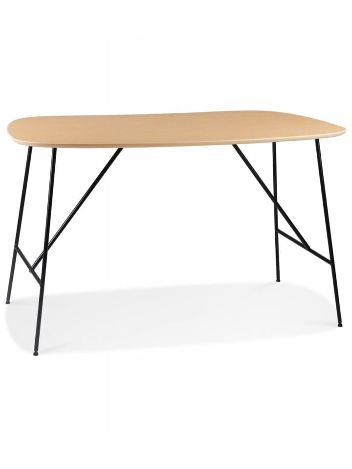 KADIMA DESIGN Schreibtisch aus Eichenholz mit Metallgestell | Minimalistisch in Beige günstig kaufen onesize