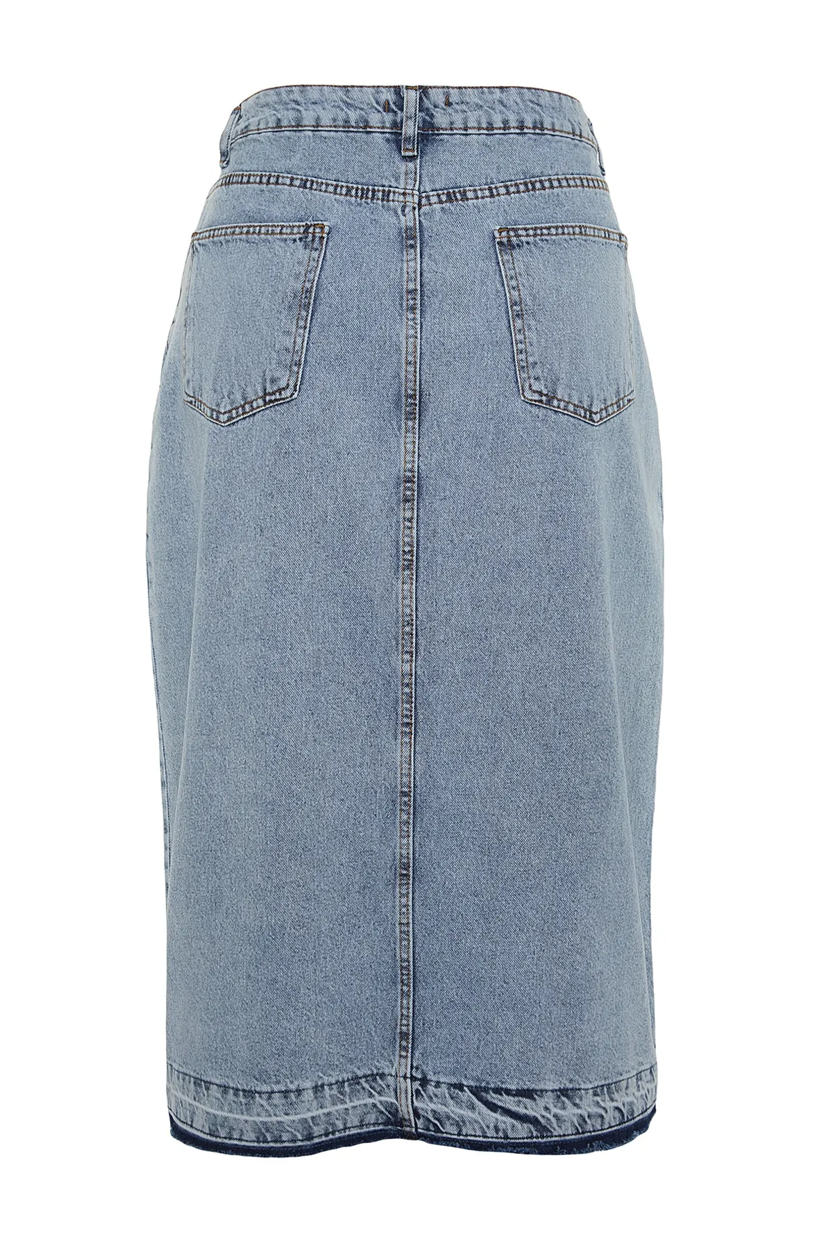 Trendyol Curve  Blauer Jeansrock mit Schlitz vorne TBBSS23AZ00054