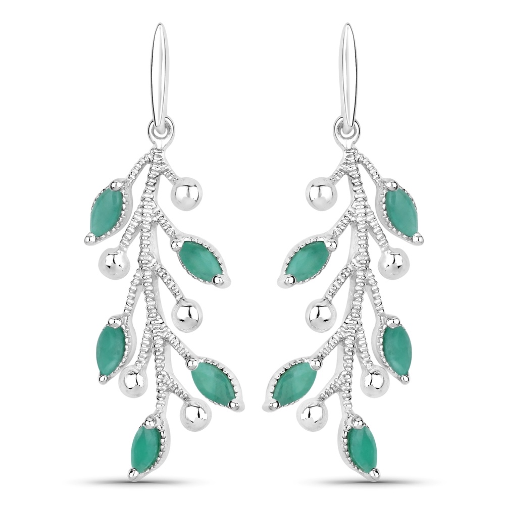 Rafaela Donata Boucles doreilles Floral Argent sterling Emeraude en Argent Bijoux