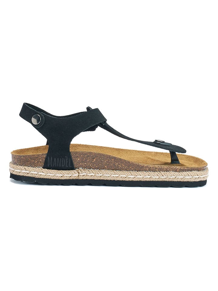 Mandel Leder-Zehensandalen in Schwarz günstig kaufen