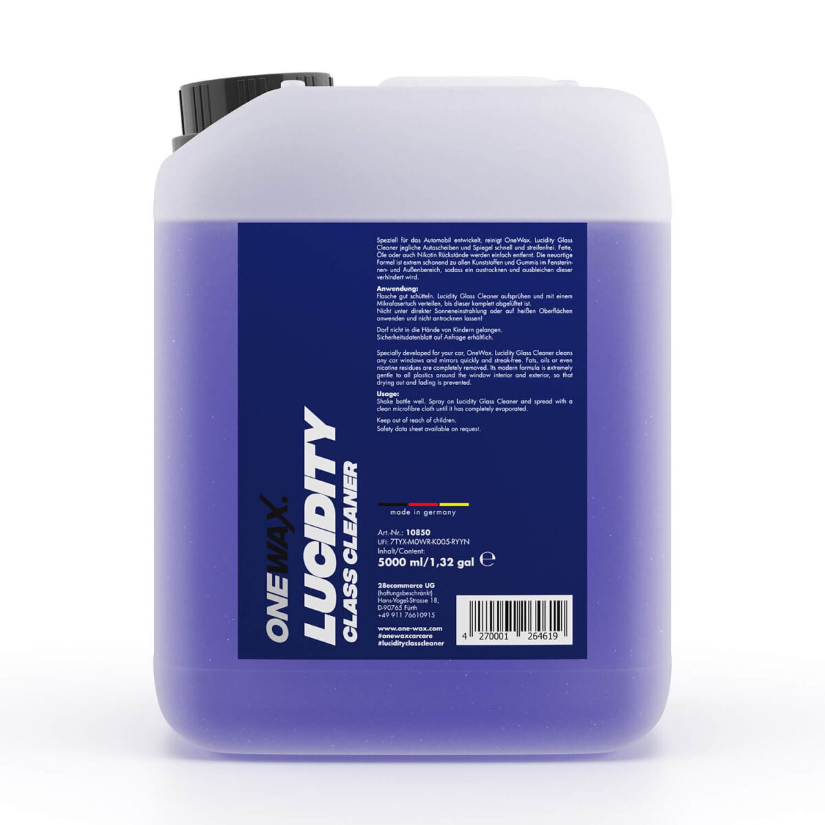 ONEWAX Lucidity Glasreiniger 5L