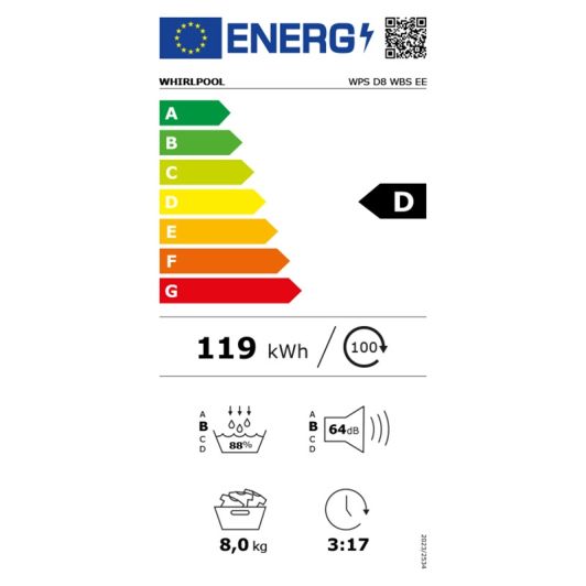 Secadora con bomba de calor WHIRLPOOL WPSD8WBSEE (8 kg D)