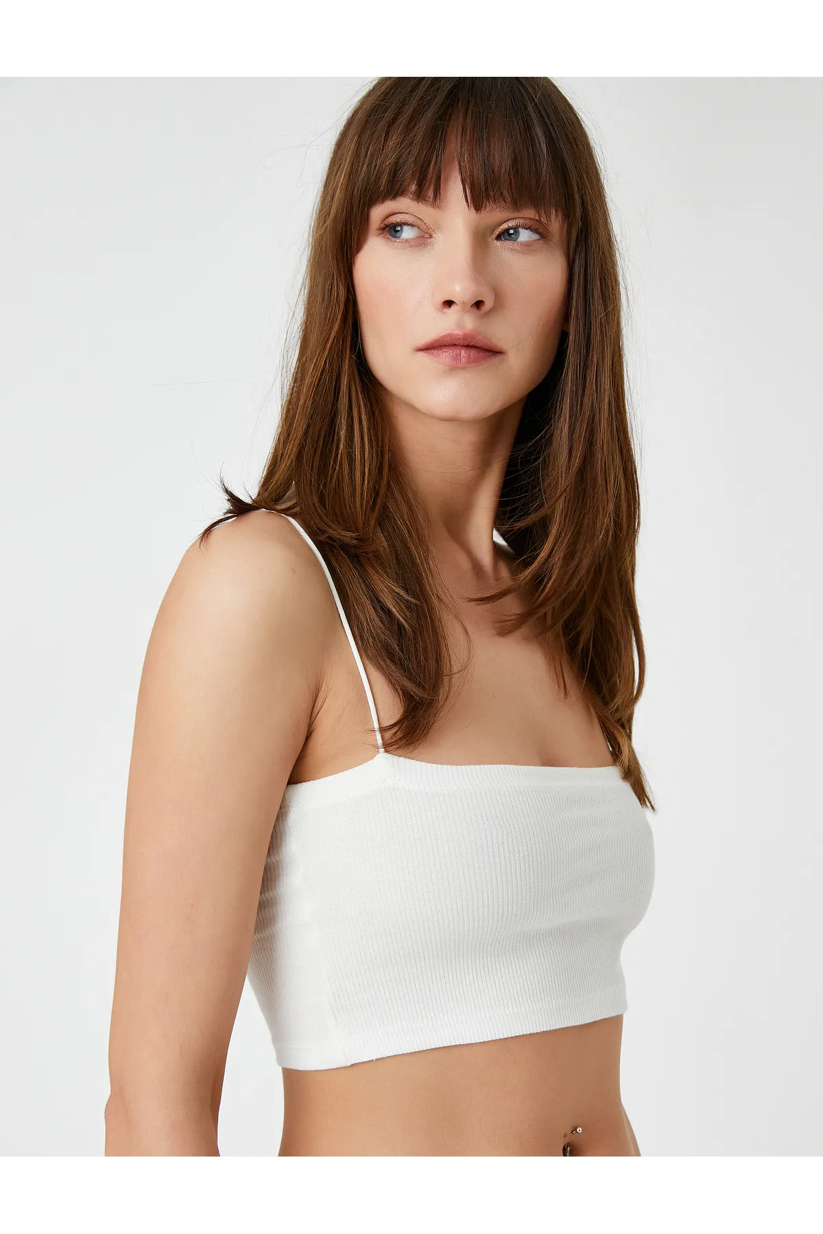 Koton  Crop Tank Top aus Baumwolle mit quadratischem Ausschnitt und dünnen Trägern