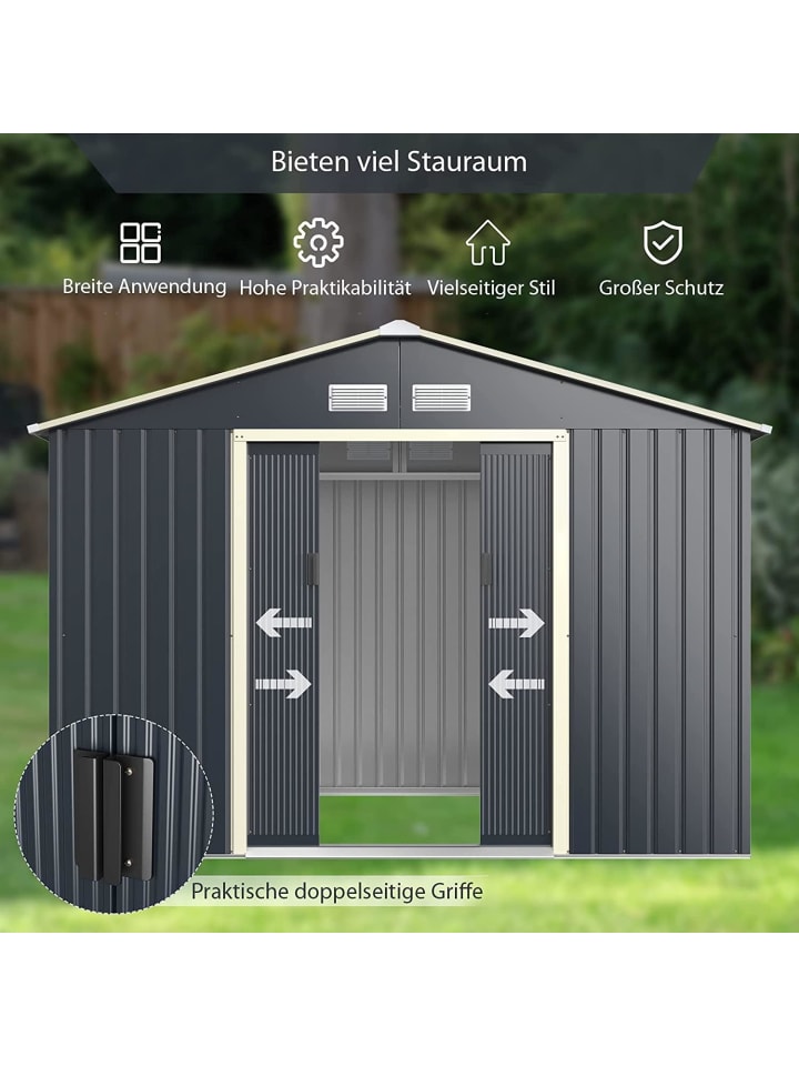 COSTWAY Gerätehaus Metall 340x255x210cm in Grau günstig kaufen onesize