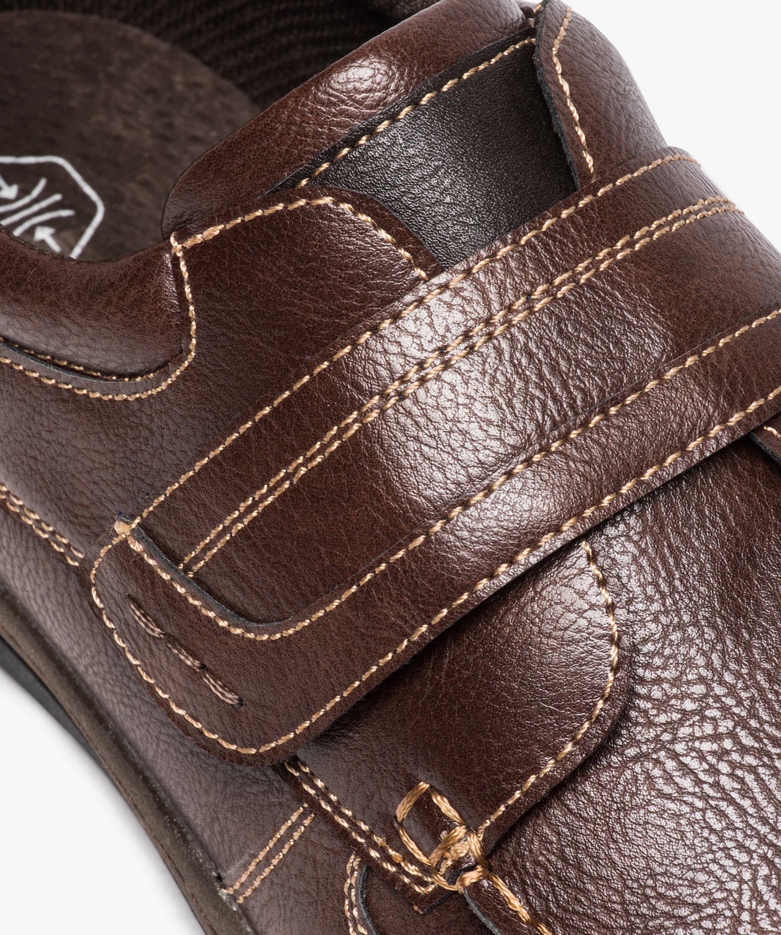 Chaussures bateau homme confort fermeture scratch marron | GEMO