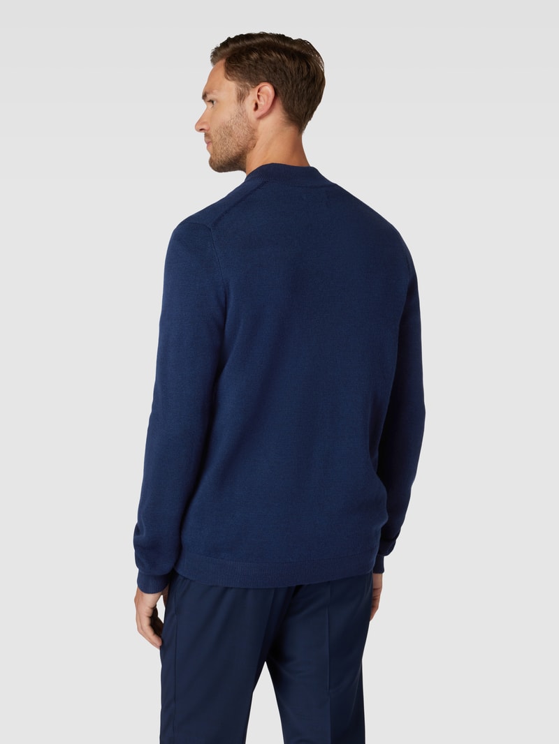 Strickjacke mit Zweiwege-Reißverschluss in dunkelblau meliert