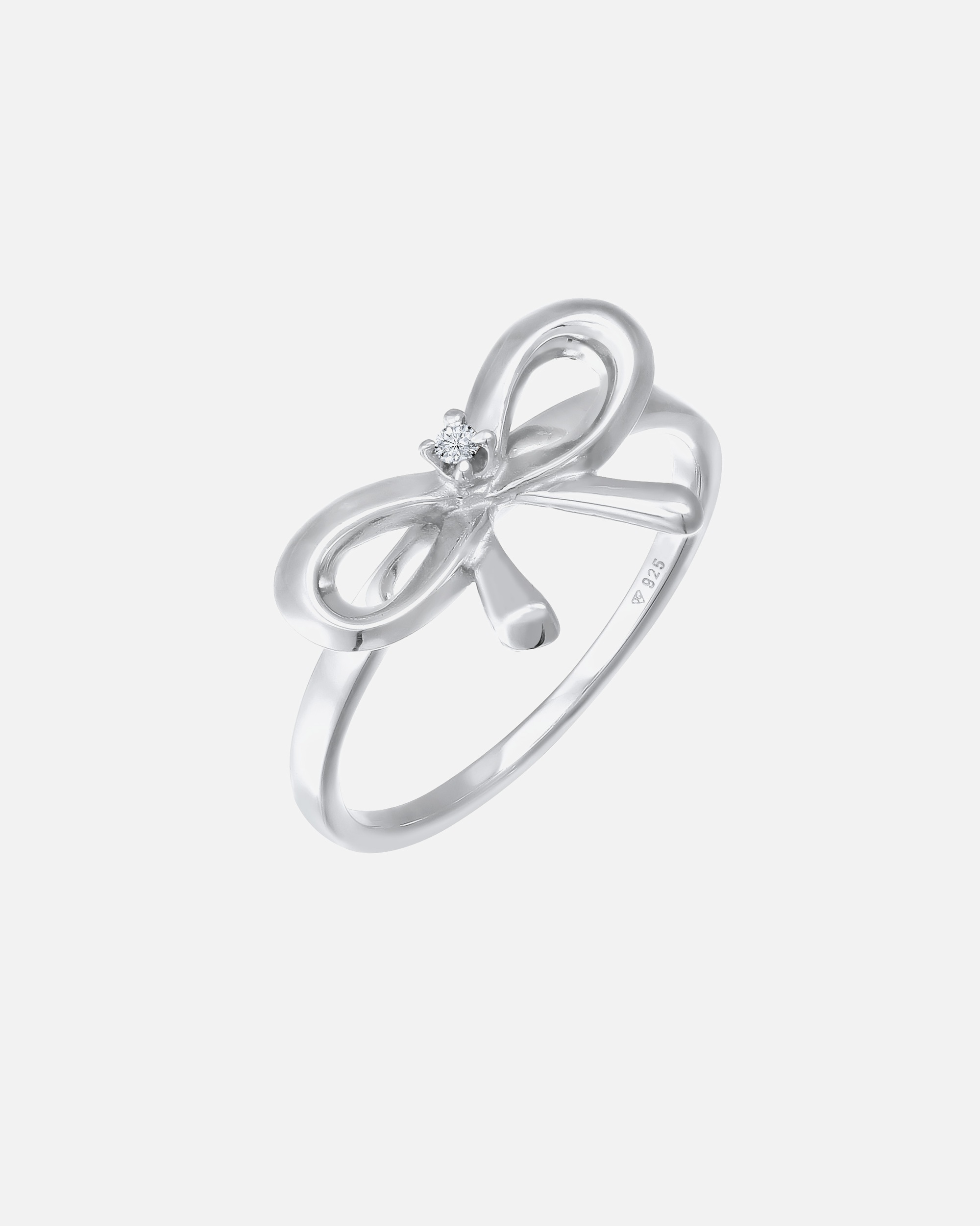 Elli DIAMONDS Women's trendy bow with diamond (0.015 ct.) in 925 sterling silver