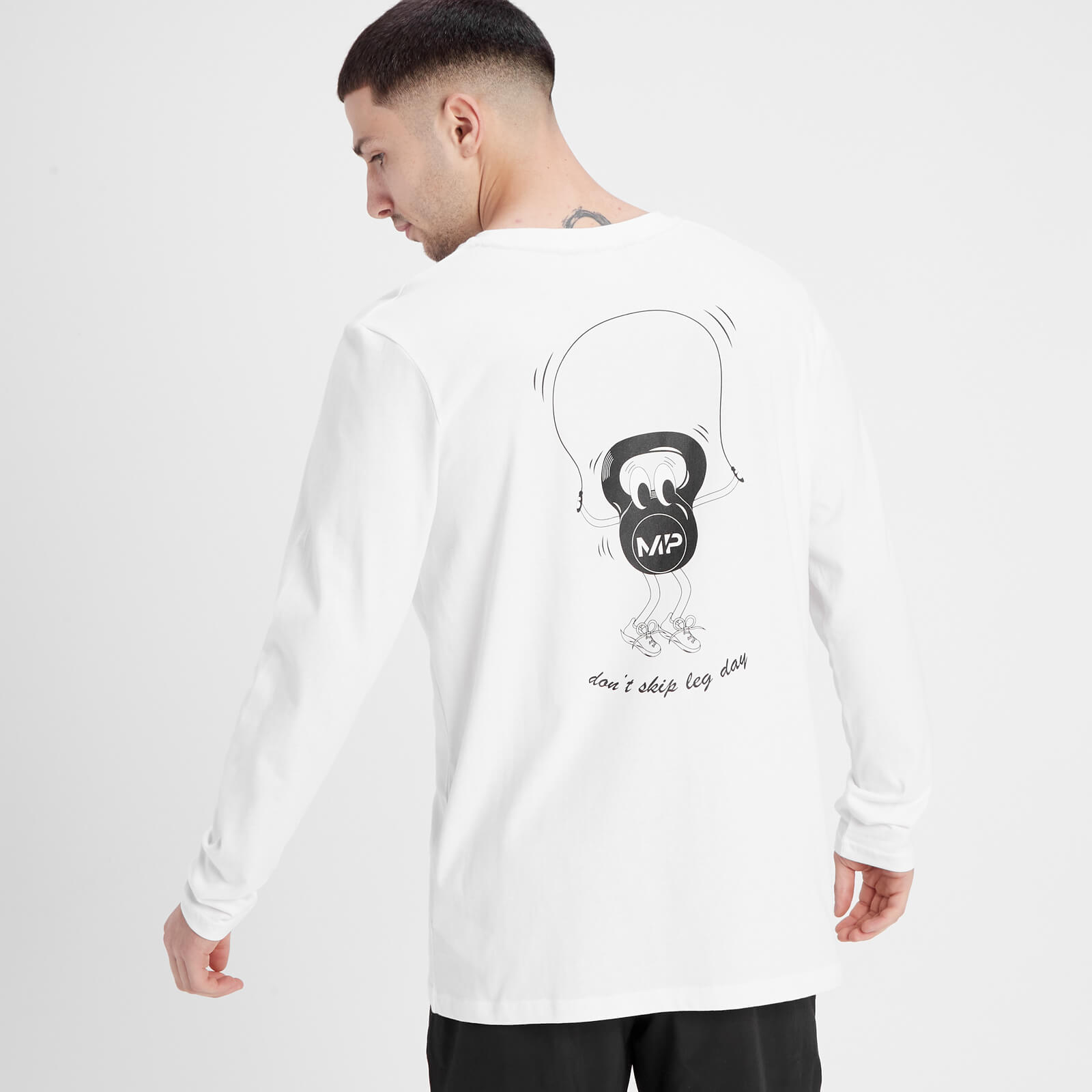 T-shirt à manches longues MP Leg Day Graphic pour hommes – Blanc