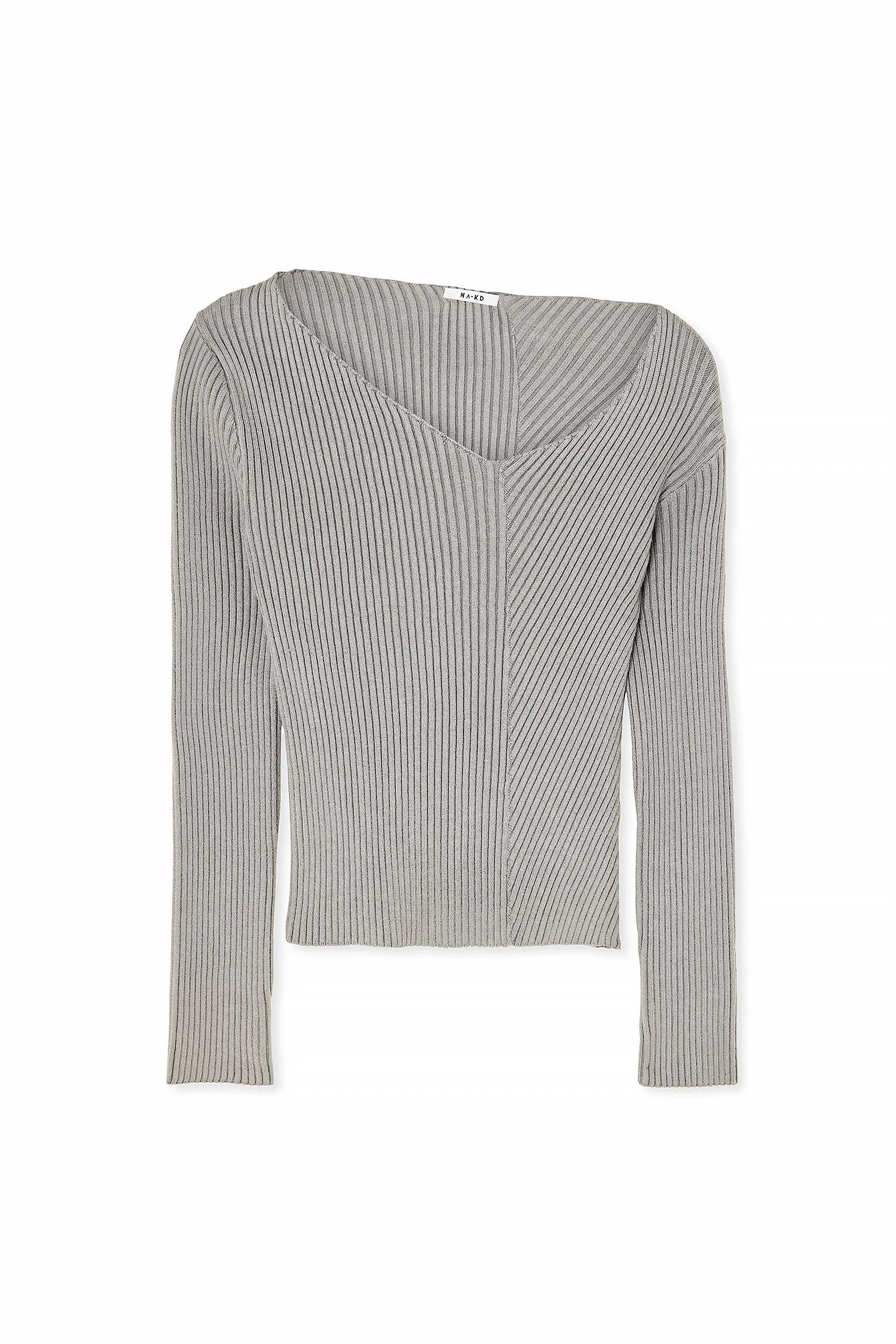 Asymmetrischer Pullover aus Rippstrick
