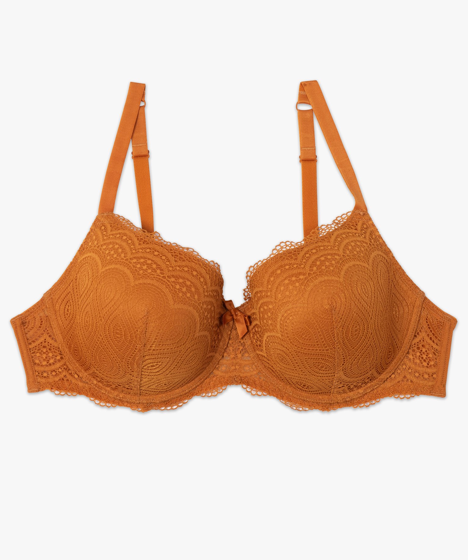 Soutien-gorge grande taille à armatures et coques fines cognac | GEMO