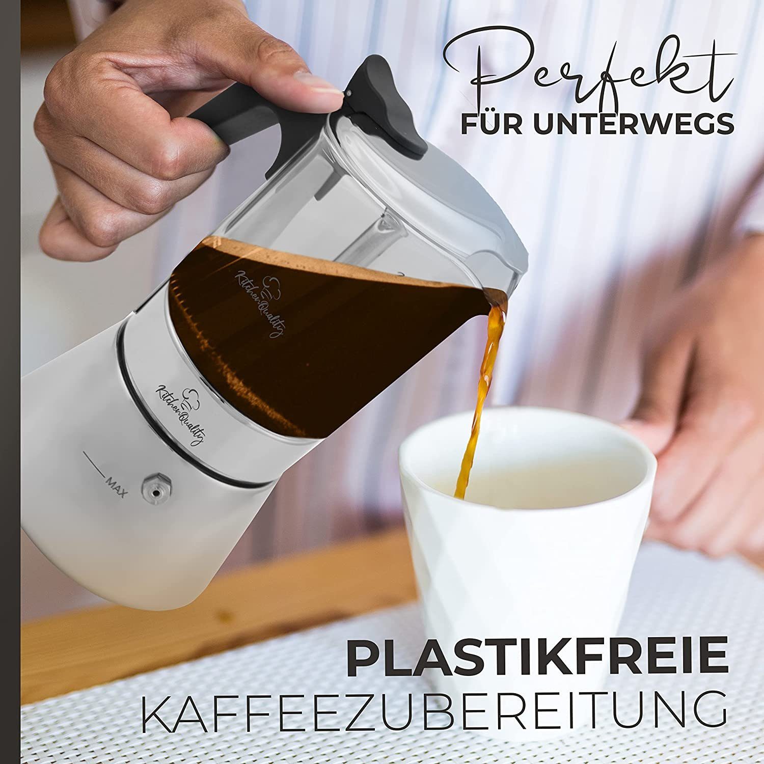 KitchenQuality Espressokocher Espressokocher, 0.24l Kaffeekanne
