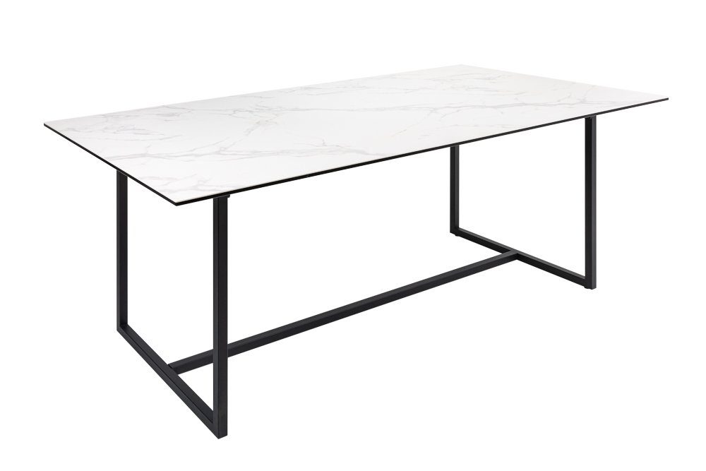 riess-ambiente Esstisch SYMBIOSE 200cm weiß / schwarz (Einzelartikel, 1-St), Esszimmer · Keramik · Metall · Marmor-Optik · Industrial Design