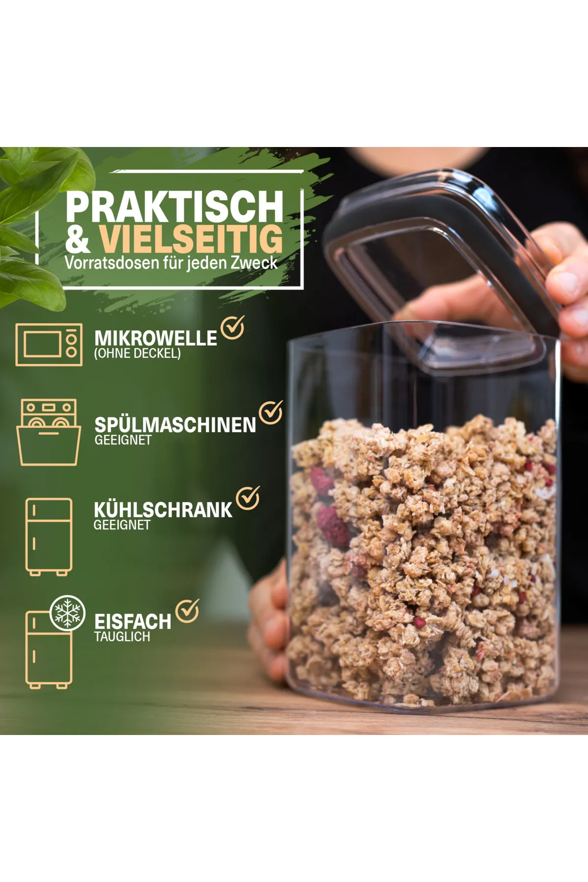Viwares  Vorratsdosen mit Deckel Luftdicht - 6er 2100 ml Vorratsbehälter Set - BPA-FREI Klar