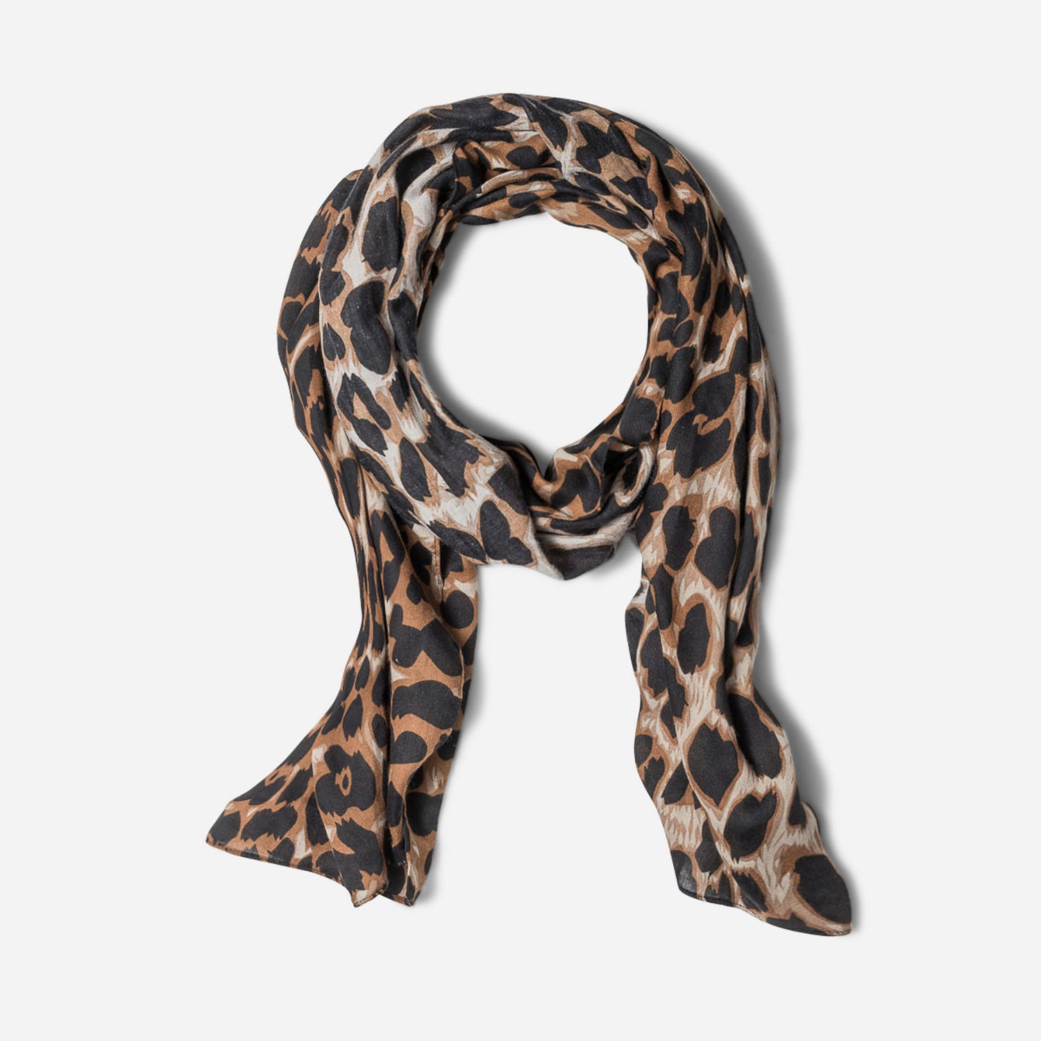 Foulard camel imprimé léopard