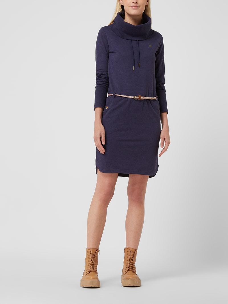 Sweatkleid mit Taillengürtel Modell 'Laurra' in dunkelblau