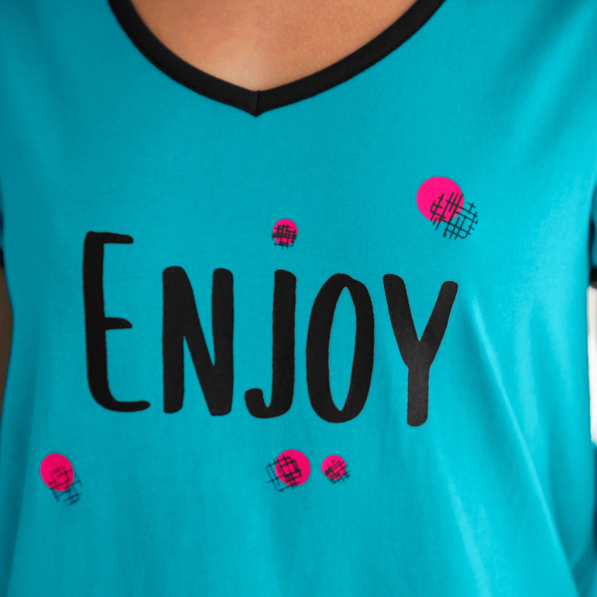 Tee-shirt manches courtes coton uni imprimé placé 