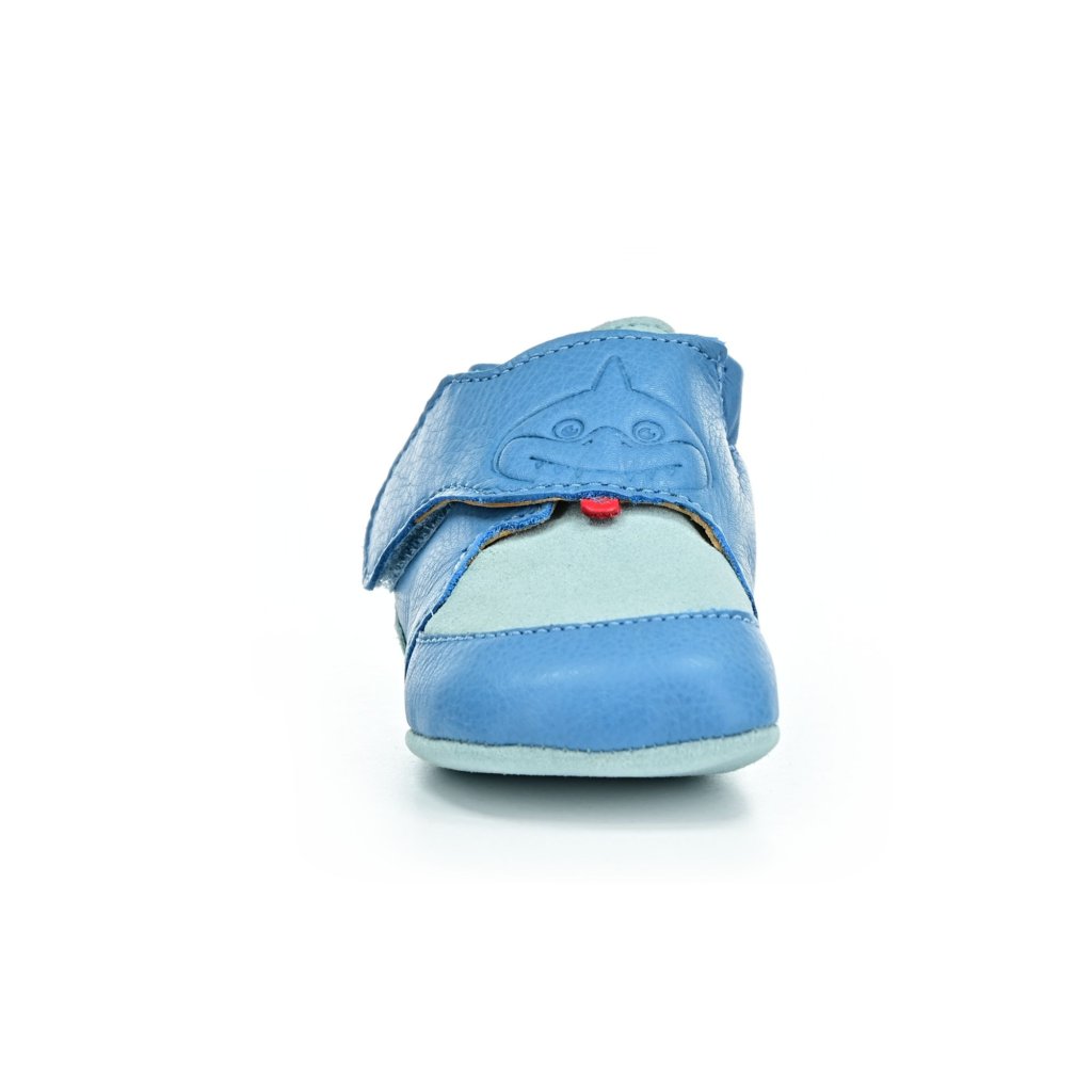 Affenzahn Krabbelschuh Leder Crawly Hai Blau