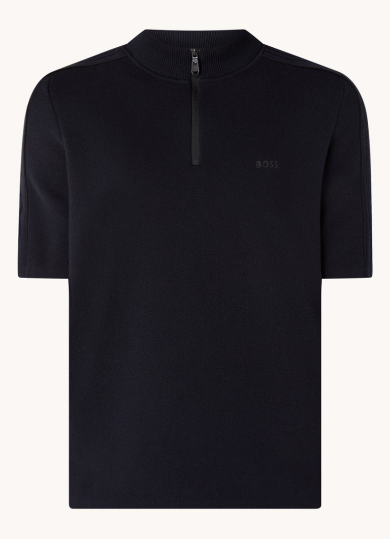 Pulover HUGO BOSS Zildor din tricot fin cu fermoar pe jumătate