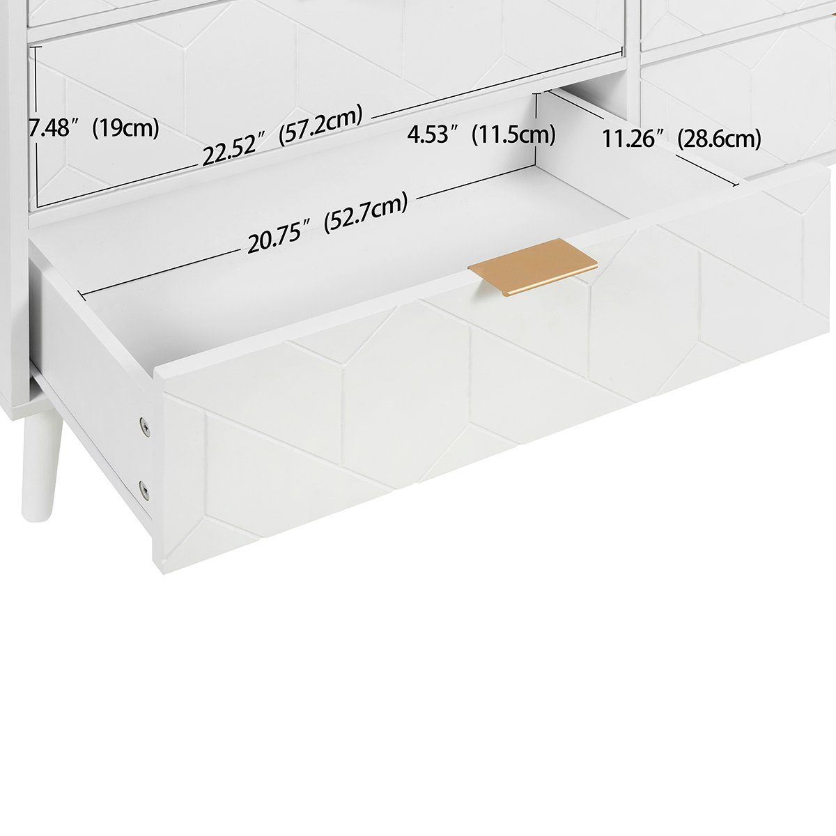 PHOEBE CAT Sideboard (Kommode mit 6 Schubladen), Highboard für Schlafzimmer & alle Wohnräume, 120x39.5x80.5cm