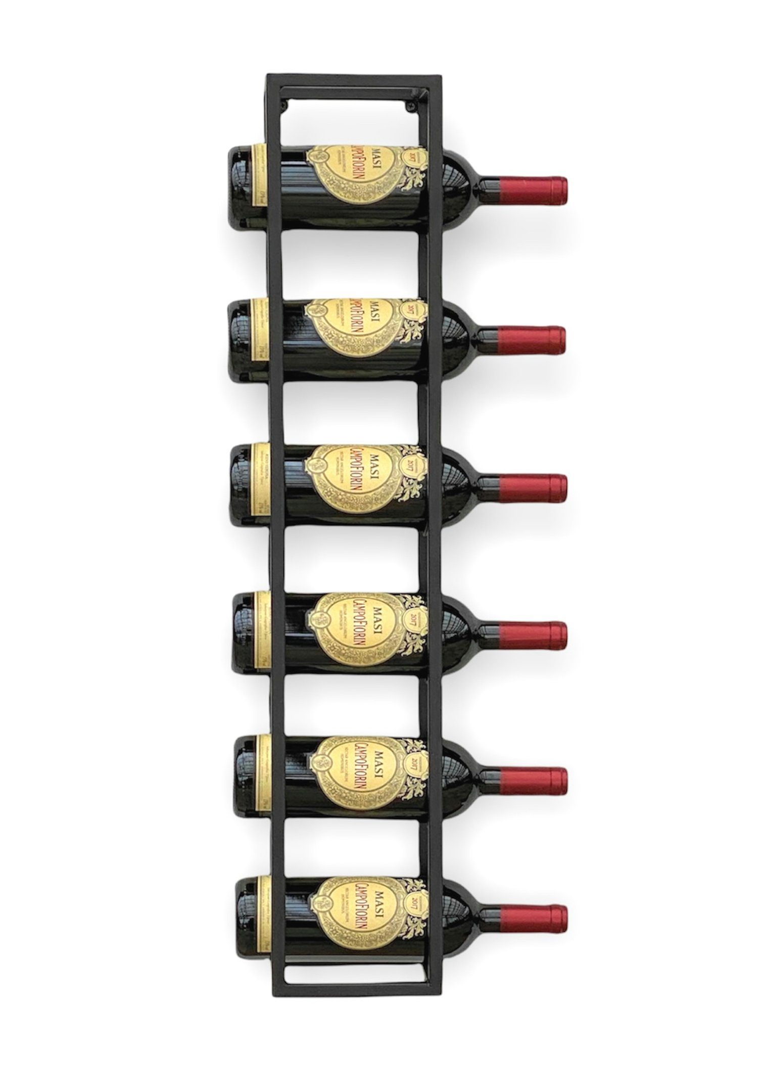 DanDiBo Weinregal DanDiBo Weinregal Metall Wand 80 cm Schwarz Flaschenregal 96238 Flaschenhalter Wandmontage Modern Wandhalter Wandregal für 6 Flaschen