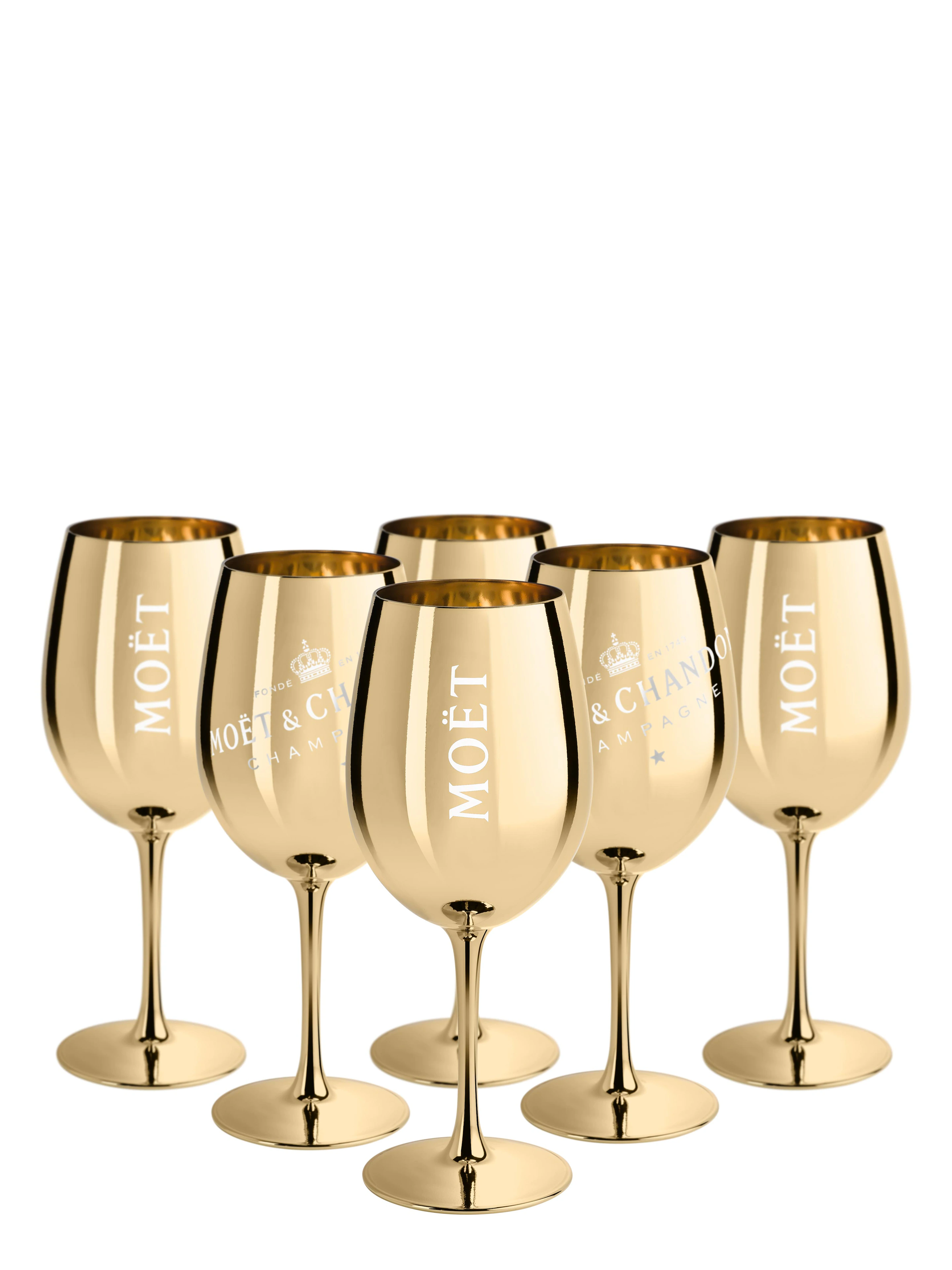 Moët & Chandon Goldene Champagnergläser - Set mit 6 Gläsern