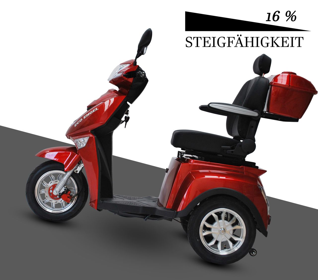 ECO ENGEL 504 Rot, 25 km/ h mit 1000 Watt Motor 20Ah, Seniorenmobil Elektro Roller