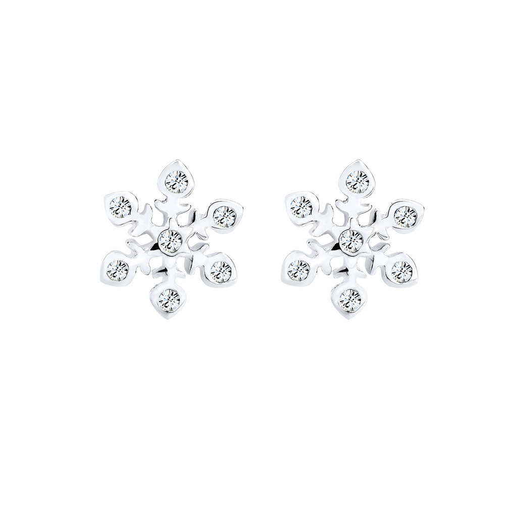 Elli Elli Boucles d'Oreilles Schneeflocke Weihnachten Kristalle Silber Boucles d'oreilles