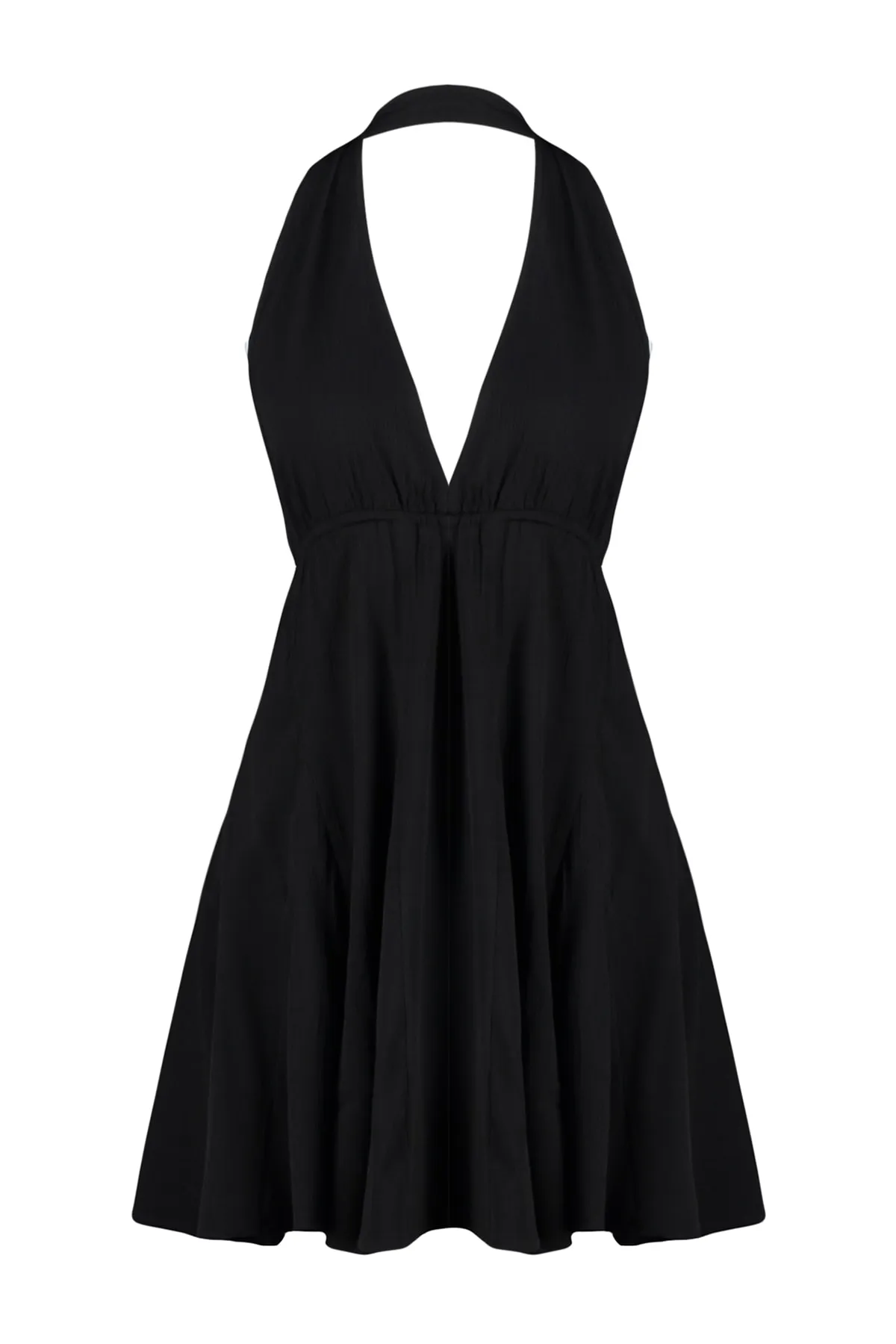 Trendyol Collection  Schwarzes, gewebtes, rückenfreies Mini-Strandkleid TBESS23EL00061