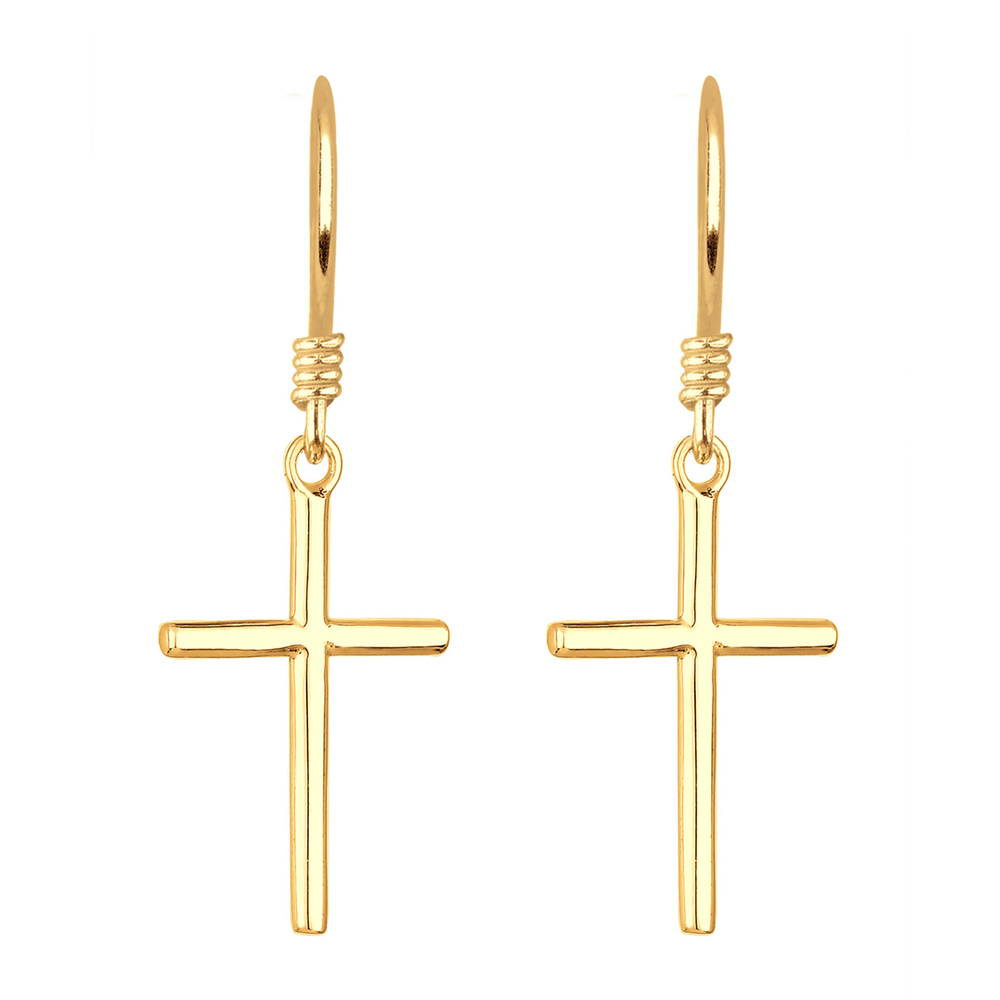 Elli Elli Boucles d'Oreilles Femmes Pendentif d'oreilles Croix en Argent Sterling 925  Boucles d'oreilles