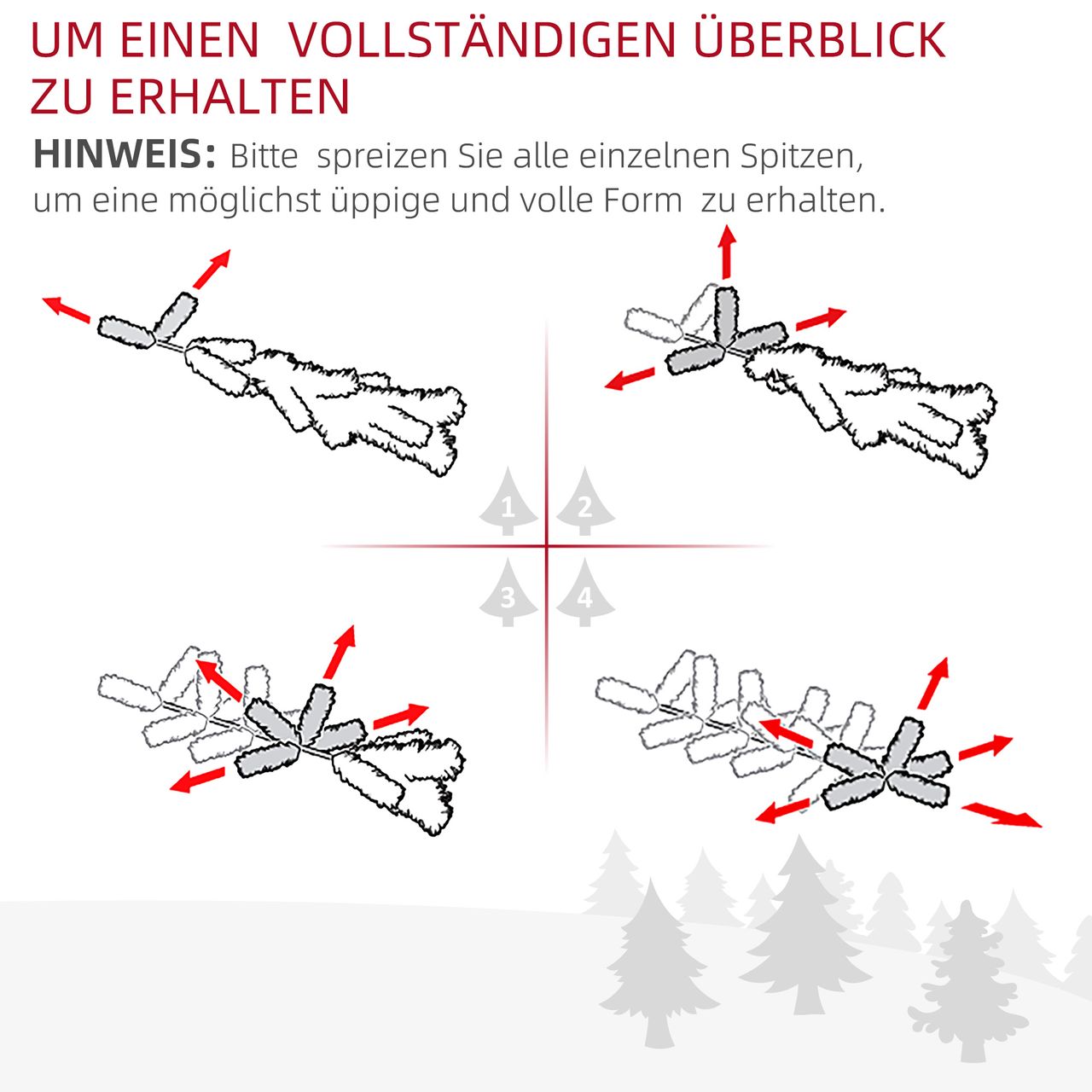 HOMCOM Weihnachtsbaum 1,2 m Christbaum Kunsttanne 130 Zweige Metallfuß PVC mehrfarbige Lichteffekte Ø66 x 120H cm