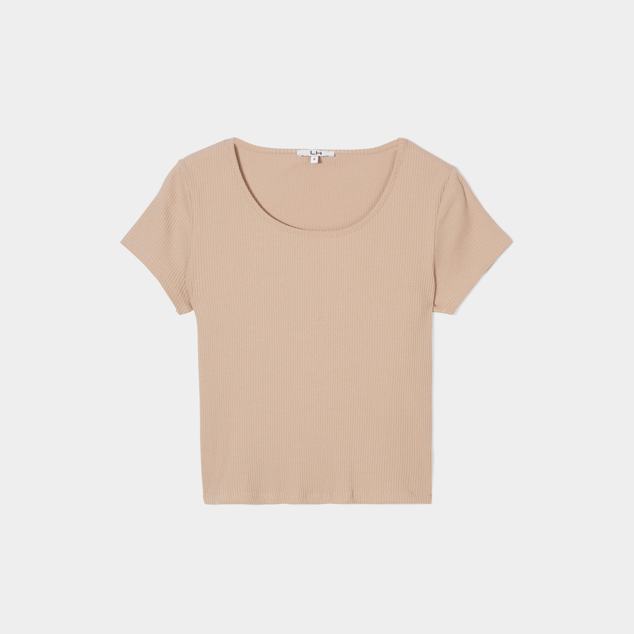T-shirt manches courtes côtelé sable femme | La Halle