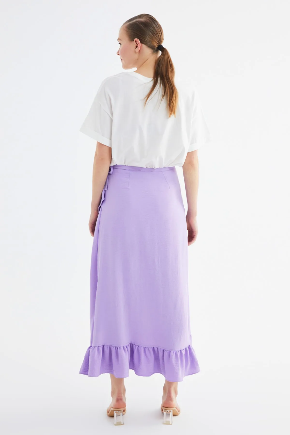 Trendyol Modest  Lila Wickelrock mit Volant aus Webstoff TCTSS21ET0579