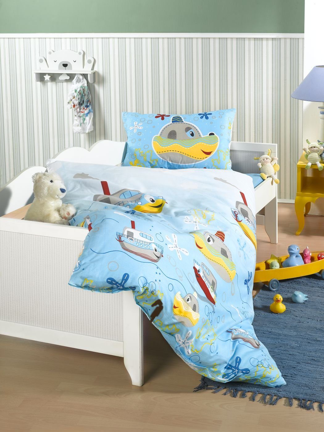 Babybettwäsche Bettwäsche 100 x 135 cm Robbe Blau, soma, Baumwolle, 2 teilig, baby bettwäsche set 100x135 sale bettwäsche baby 100x135