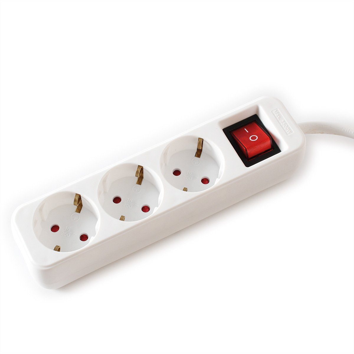 VALUE 3-fach Steckdosenleiste mit Schalter Steckdosenleiste (Kabellänge 10 m)