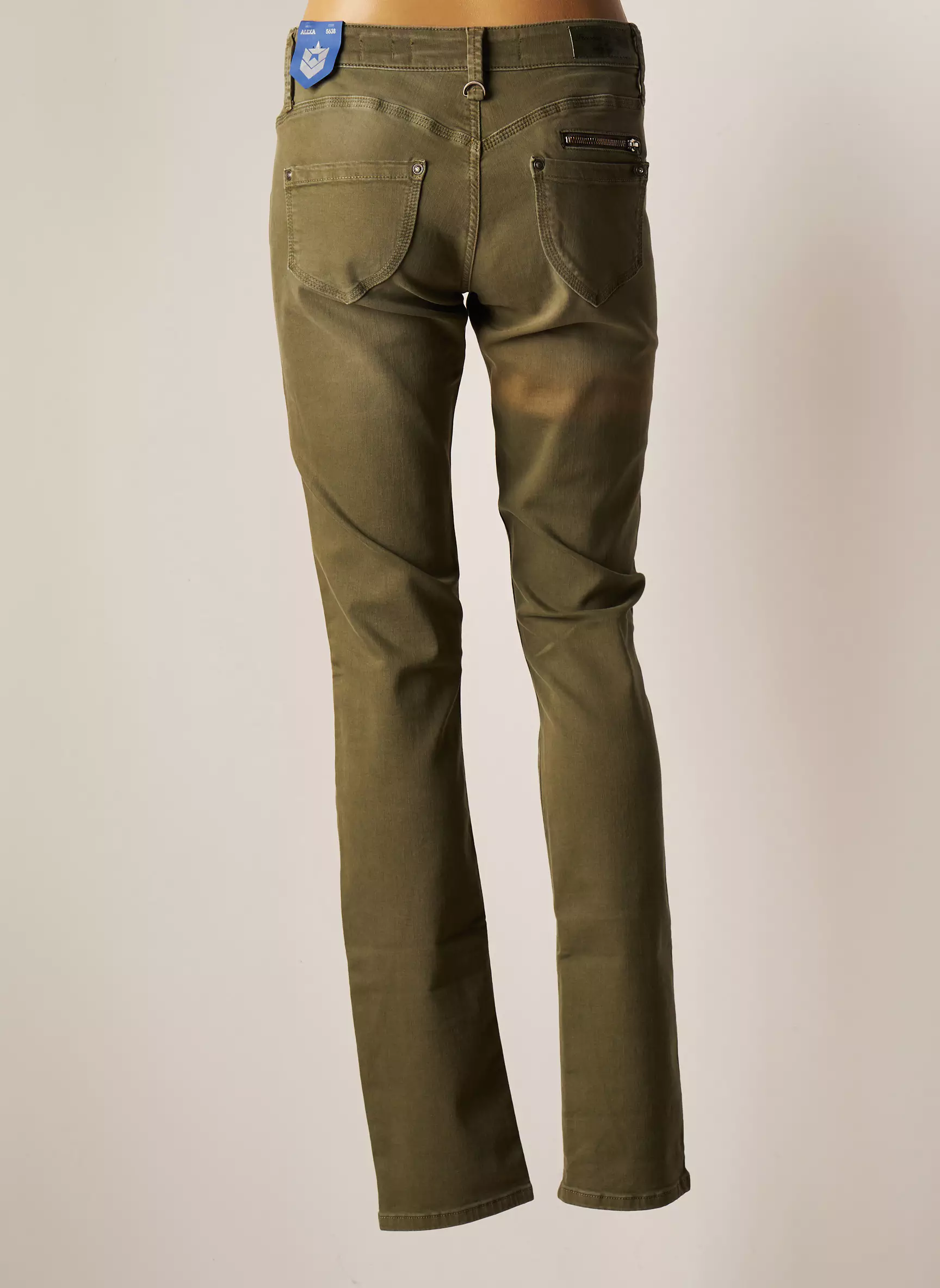 Freeman T Porter Jeans Coupe Slim Femme couleur vert