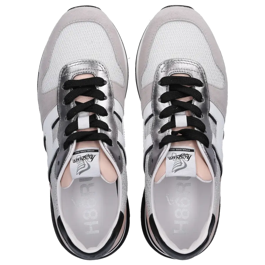 Hogan - Sneaker low H383 Kalbsleder Veloursleder Logo grau - grau