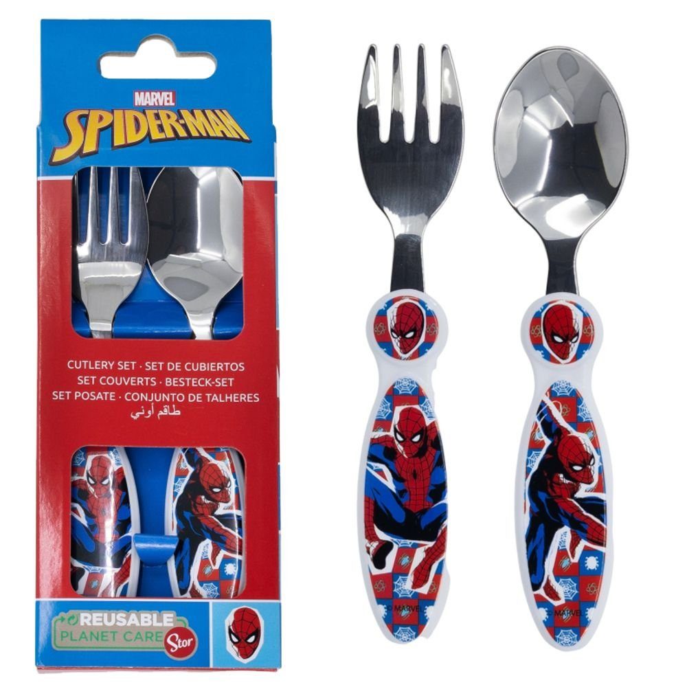 Spiderman Kinderbesteck Kinder Besteck-Set Marvel Spider-Man 2-teilig Gabel und Löffel