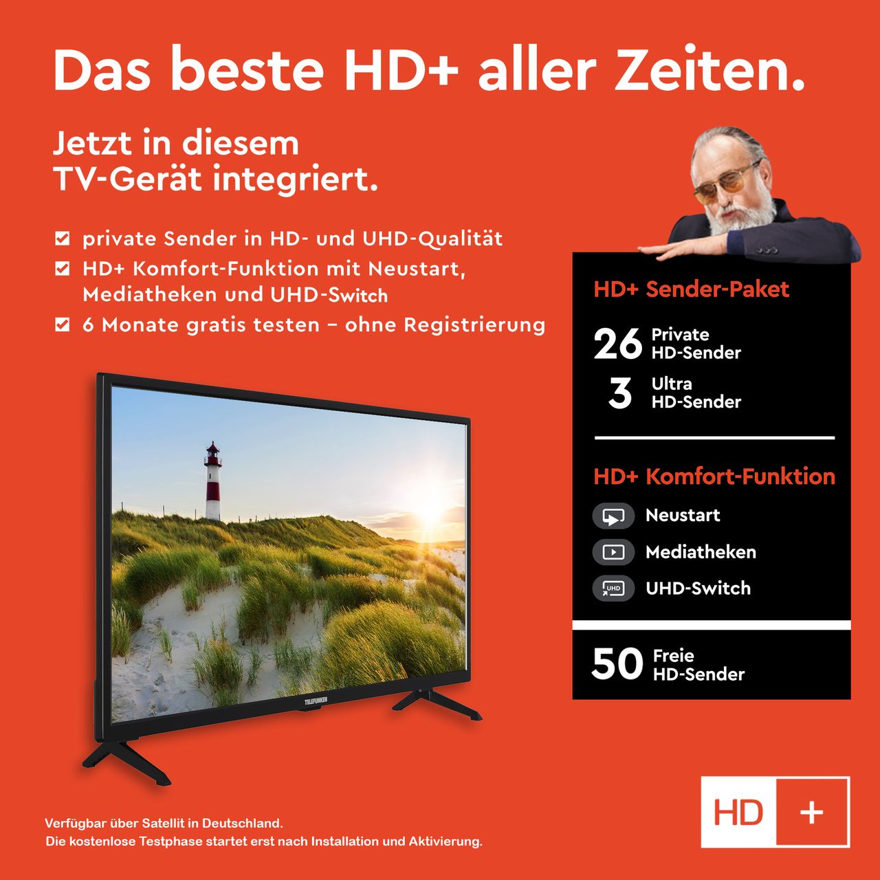 Telefunken TELEFUNKEN XF32SN550S 32 Zoll Fernseher / Smart TV (Full HD, HDR, Triple-Tuner) - Inkl. 6 Monate HD
