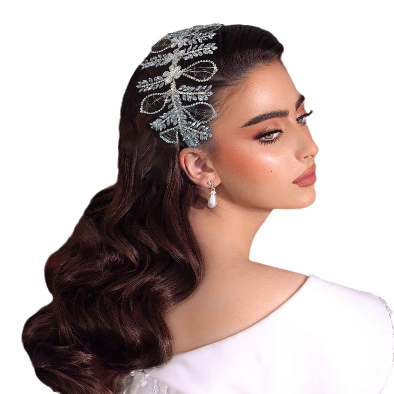 HOHEA H Haarband Kristall-Stirnband, Hochzeits-Haarschmuck, Braut-Haarschmuck, 1-tlg., Hochzeitsdekoration Brautjungfern-Haarschmuck für Party, Silberne Haaraccessoires sind elegante Haaraccessoires für Frauen