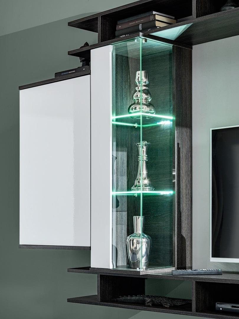 JVmoebel Wohnzimmer-Set Modern Grau Designer Möbel Holz Wandschrank, (4-St., 2x Regal/Vitrine/Wandschrank), Made in Europa