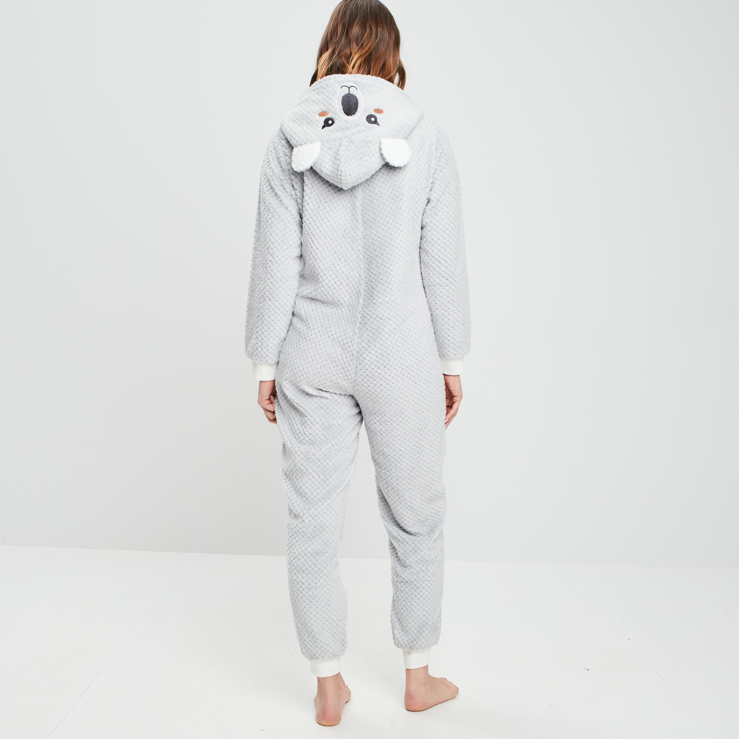 Combinaison pyjama à capuche gris femme | La Halle