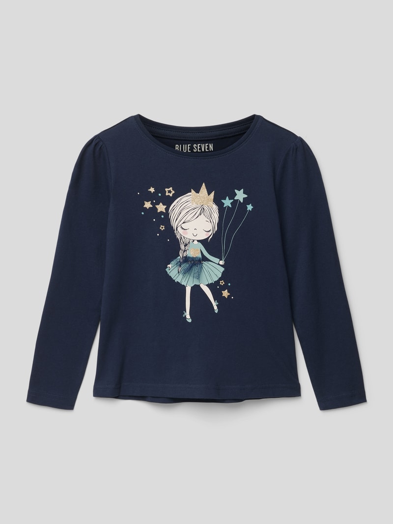 Longsleeve mit Motiv-Print in blau