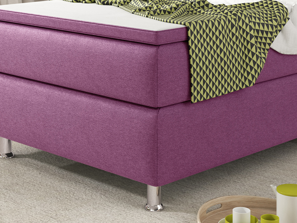 IHG Boxspringbett Köln 90x200 Webstoff Rosa / Pink