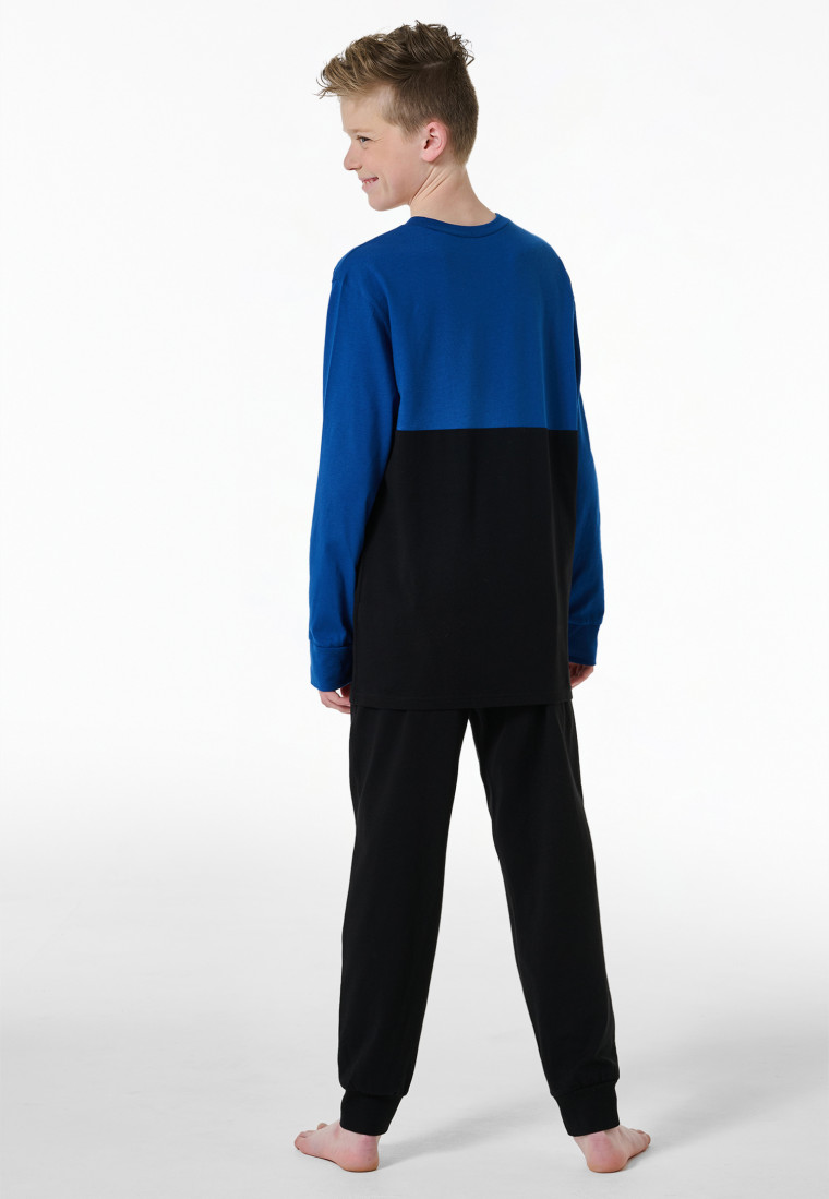 Schlafanzug lang Bündchen indigo - Nightwear