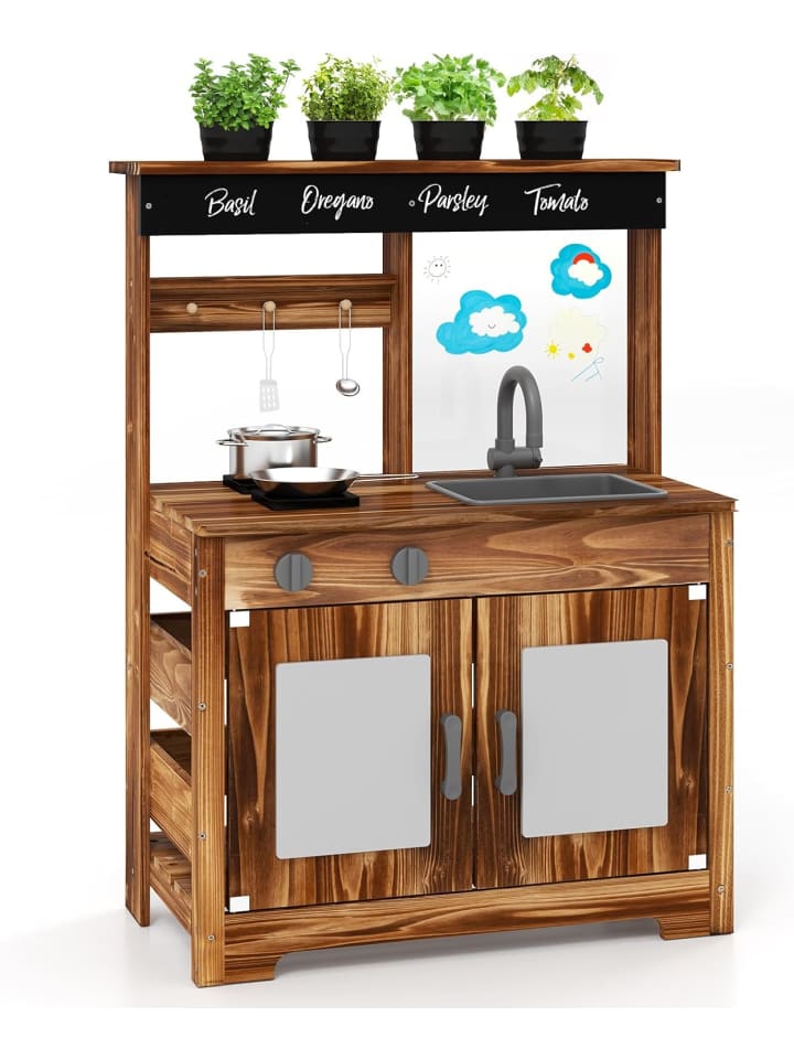 COSTWAY Matschküche Kinder Outdoor in Braun günstig kaufen onesize