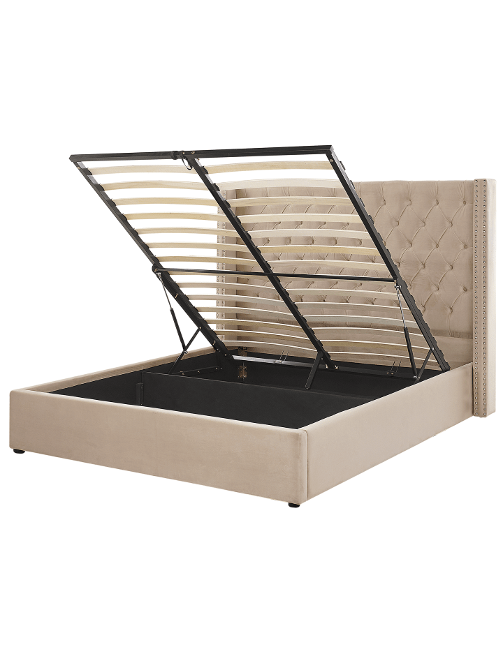 Beliani Doppelbett LUBBON in Beige/Silber - (W) 190 x (H) 144 x (L) 217 cm günstig kaufen onesize
