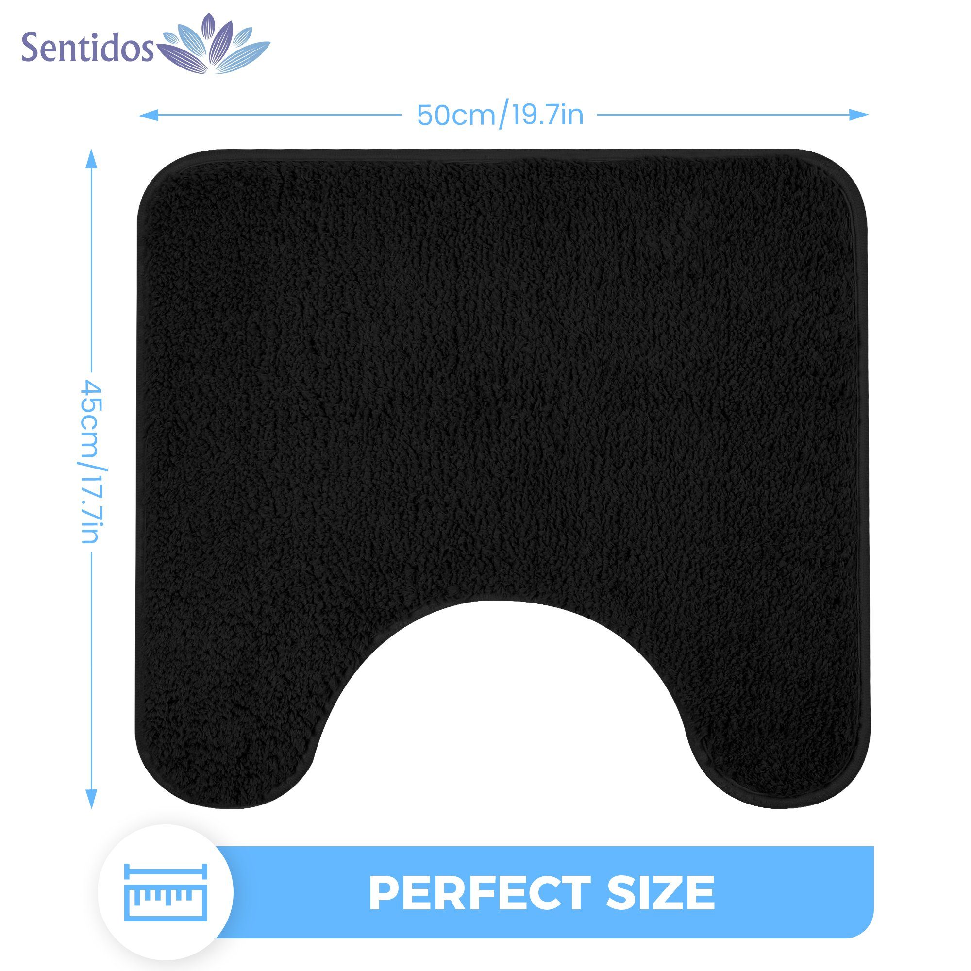 Badematte Badteppich rutschfest Eleganter Badezimmerteppich Badematten Sentidos, Höhe 20 mm, Polyester, WC Ausschnitt
