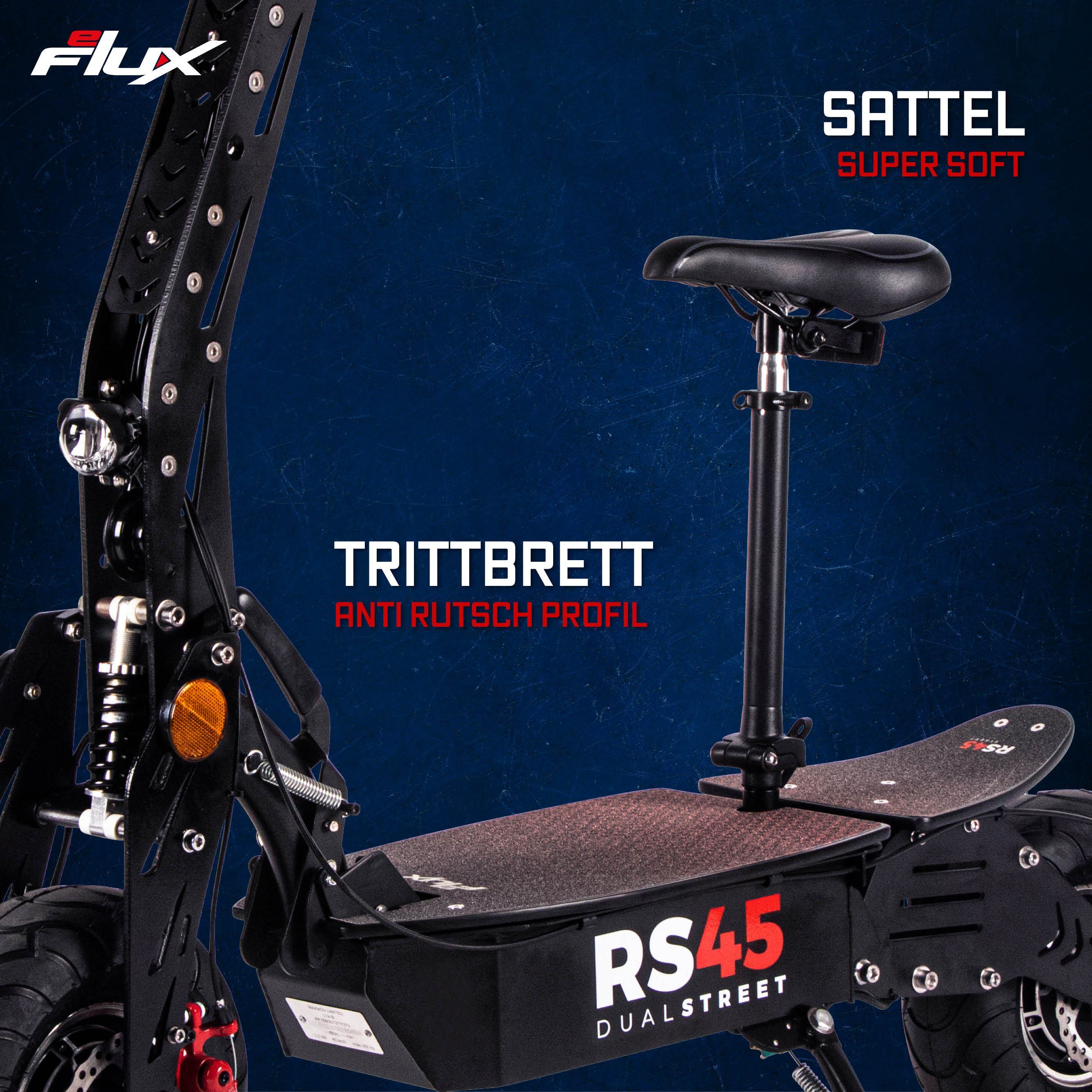 eFlux E-Scooter RS45 Elektro Roller mit Straßenzulassung klappbar, 2000,00 W, 45 km/h, (1 tlg), Scooter - bis 50 km Reichweite - Lithium-Ionen Akku - Allrad